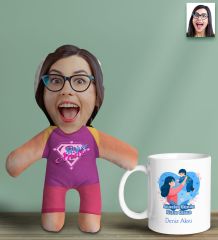 BK Gift Kişiye Özel İsimli Pembe Anne Bebek Yastık ve Kupa Bardak Hediye Seti-6, Anneye Hediye, Anneler Günü Hediyeleri