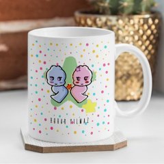Kişiye Özel Sevimli İkizler Burcu Beyaz Kupa Bardak
