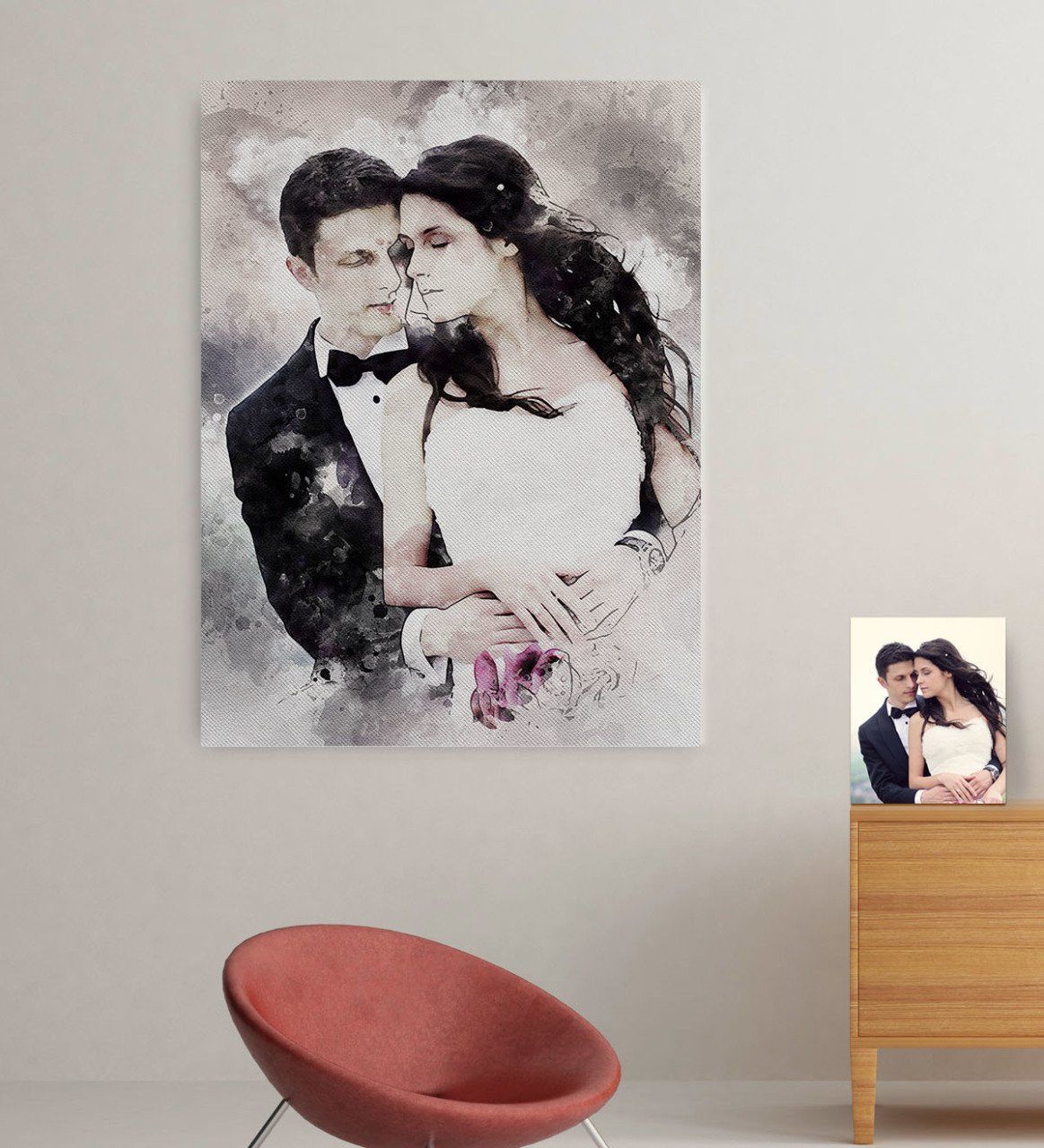 Kişiye Özel Gelin Damat Evlilik Hatırası Kanvas Tablo (70 x 100 cm.) 13