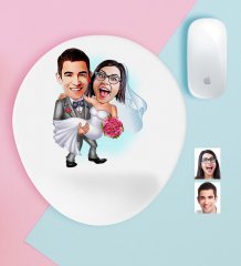 Kişiye Özel Evleniyoruz Karikatürlü Bilek Destekli Mouse Pad-7