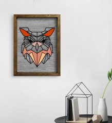 BK Home Baykuş Tasarımlı Doğal Masif Ahşap Çerçeveli Tablo 45x65cm-1