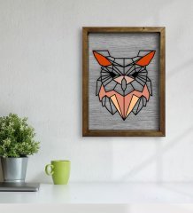 BK Home Baykuş Tasarımlı Doğal Masif Ahşap Çerçeveli Tablo 45x65cm-1