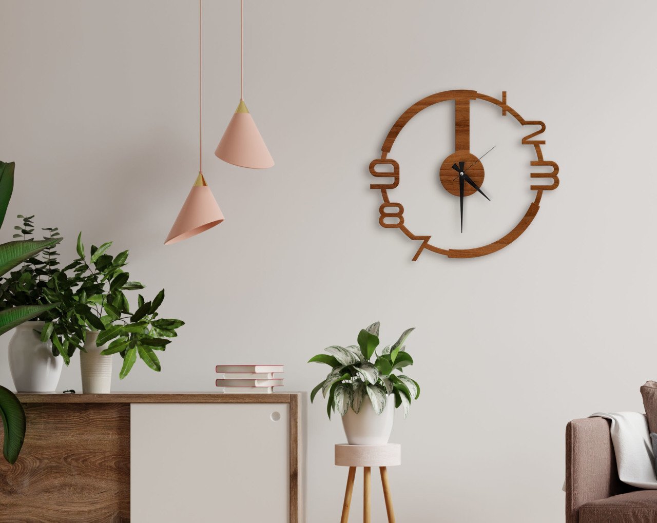 BK Gift Dekoratif 45cm Ahşap Duvar Saati-135