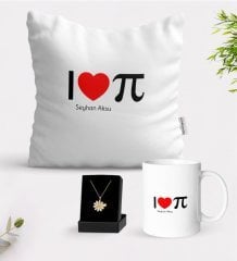 Kişiye Özel Matematik Öğretmeni Beyaz Kupa Yastık ve İsimli Papatya Kolye Hediye Seti-12