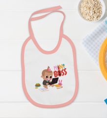 BK Kids Mini Boss Tasarımlı Pembe Bebek Body Zıbın ve Mama Önlüğü Hediye Seti-1