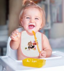 BK Kids Mini Boss Tasarımlı Pembe Bebek Body Zıbın ve Mama Önlüğü Hediye Seti-1