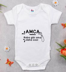 BK Kids Amca Baba Gibi Tasarımlı Beyaz Bebek Body Zıbın-1