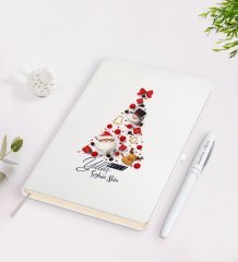 Kişiye Özel Mutlu Yıllar Tasarımlı Beyaz Defter ve Kalem Seti - 7