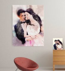 Kişiye Özel Gelin Damat Evlilik Hatırası Kanvas Tablo (70 x 100 cm.) 12