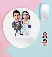 Kişiye Özel Evleniyoruz Karikatürlü Bilek Destekli Mouse Pad-6