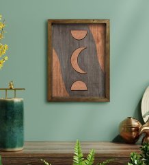 BK Home Ay Tasarımlı Doğal Masif Ahşap Çerçeveli Tablo 45x65cm-3
