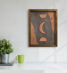 BK Home Ay Tasarımlı Doğal Masif Ahşap Çerçeveli Tablo 45x65cm-3