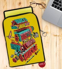 BK Gift Modern Soyut Tasarımlı Taşınabilir Koruyucu Tablet Kılıfı & Organizer Çanta - Siyah-1