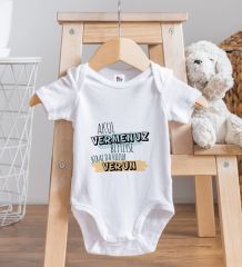 BK Kids Akul Vermenuz Bittiyse Tasarımlı Beyaz Bebek Body Zıbın-1