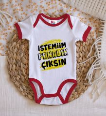 BK Kids İstemiim Fenalık Çıksın Tasarımlı Kırmızı Bebek Body Zıbın-1