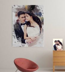 Kişiye Özel Gelin Damat Evlilik Hatırası Kanvas Tablo (70 x 100 cm.) 11