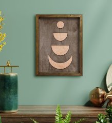 BK Home Ay Tasarımlı Doğal Masif Ahşap Çerçeveli Tablo 45x65cm-2
