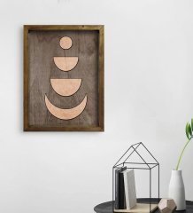 BK Home Ay Tasarımlı Doğal Masif Ahşap Çerçeveli Tablo 45x65cm-2
