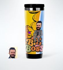 Kişiye Özel Bay Big Boss Karikatürlü Çelik Termos Bardak - 4