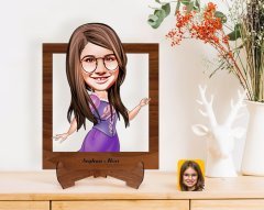 Kişiye Özel Kız Çocuk Prenses Karikatürlü Ahşap Standlı 3D Biblo-3