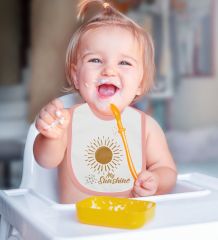 BK Kids My Sunshine Tasarımlı Pembe Bebek Body Zıbın ve Mama Önlüğü Hediye Seti-1