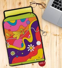 BK Gift Modern Art Tasarımlı Taşınabilir Koruyucu Tablet Kılıfı & Organizer Çanta - Siyah-2