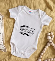 BK Kids Afkurma Tasarımlı Beyaz Bebek Body Zıbın-1