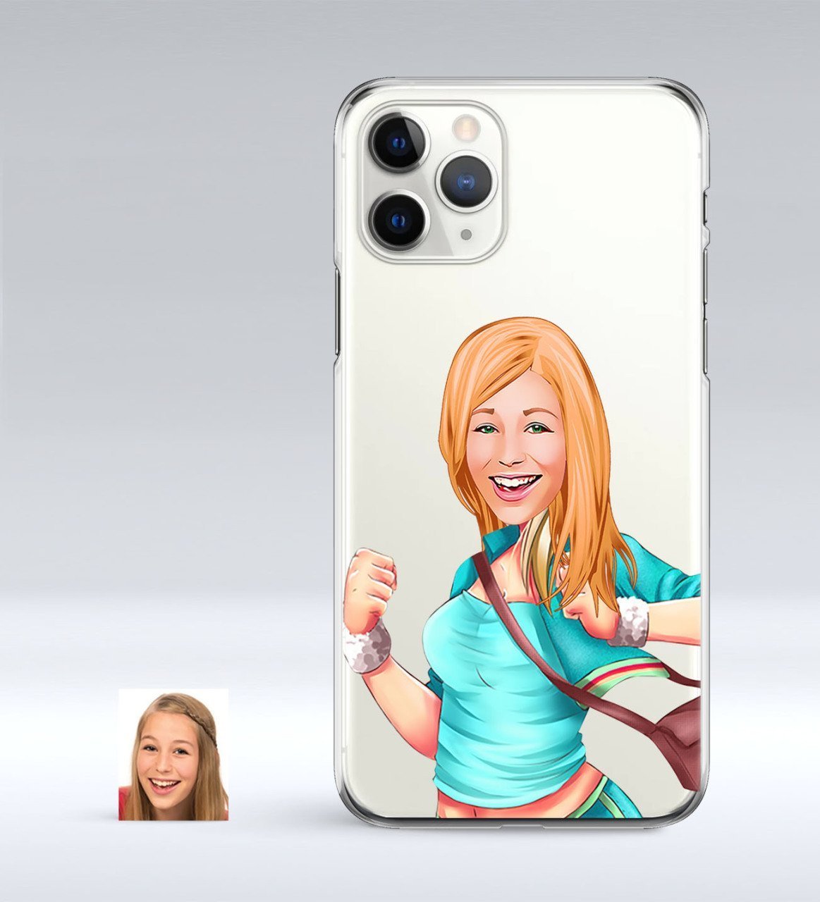 Kişiye Özel Kadın Karikatürlü iPhone 11 Pro İnce Şeffaf Silikon Telefon Kapağı-52