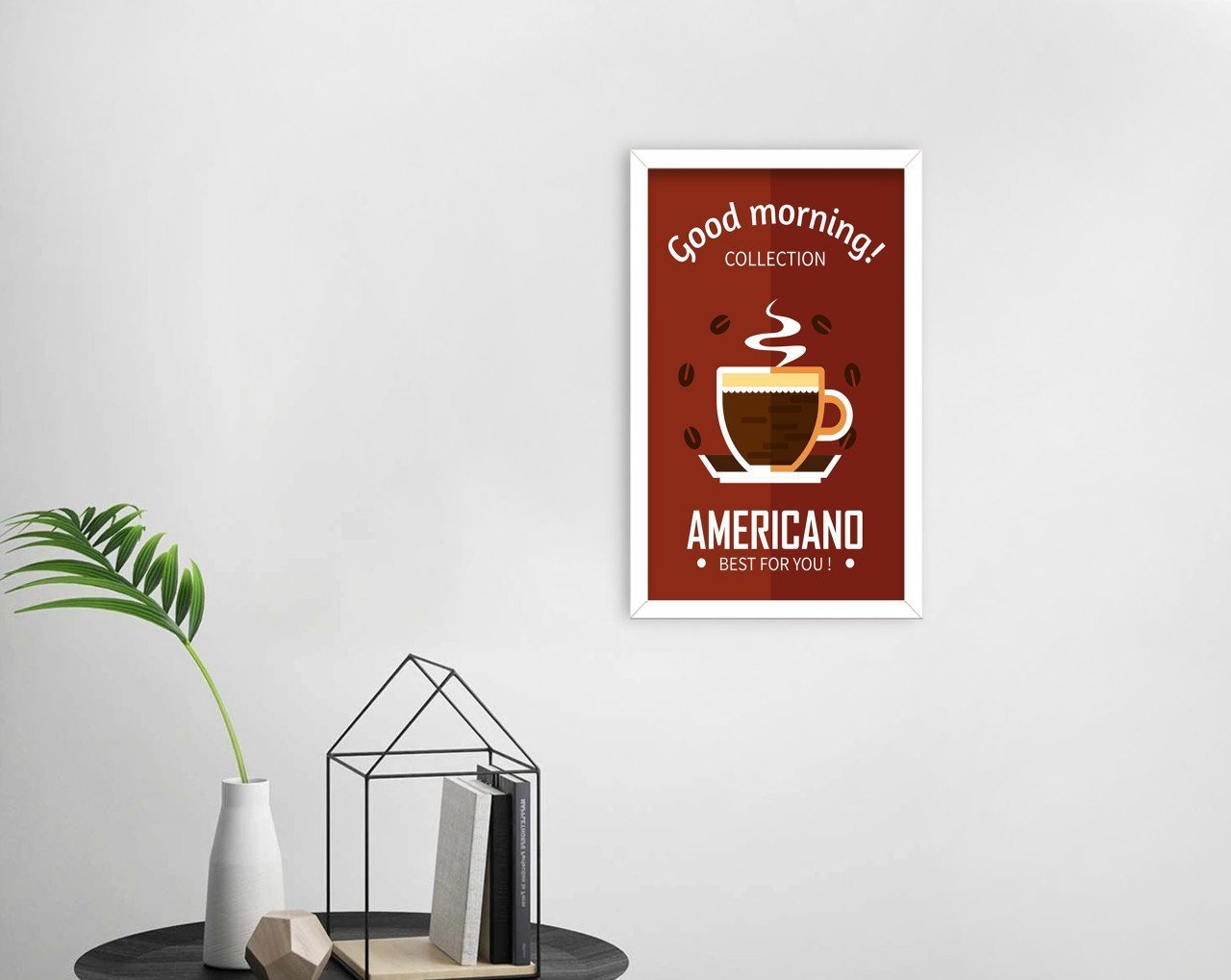 BK Home Coffee Tasarımlı Dekoratif Ahşap Beyaz Çerçeveli Tablo-8