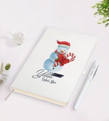 Kişiye Özel Mutlu Yıllar Tasarımlı Beyaz Defter ve Kalem Seti - 5