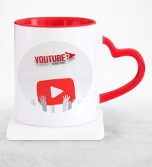 Kişiye Özel Mesleki Youtuber Kırmızı Kalpli Kupa Bardak - 3