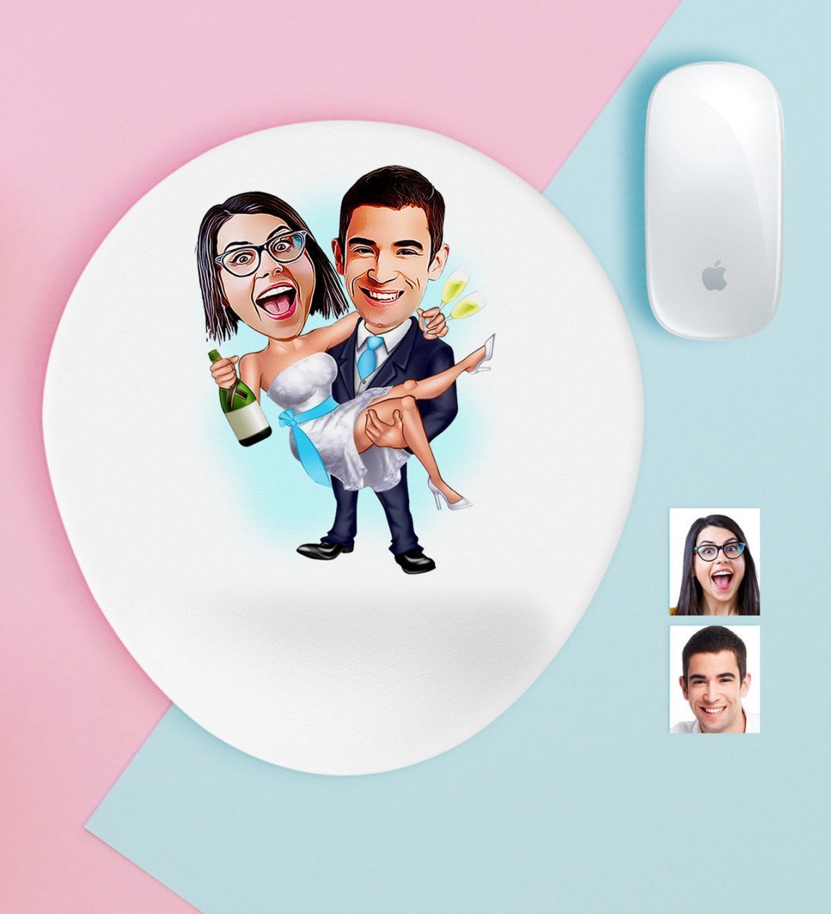 Kişiye Özel Evleniyoruz Karikatürlü Bilek Destekli Mouse Pad-4