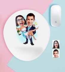 Kişiye Özel Evleniyoruz Karikatürlü Bilek Destekli Mouse Pad-4