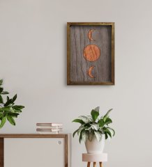 BK Home Ay Tasarımlı Doğal Masif Ahşap Çerçeveli Tablo 45x65cm-1