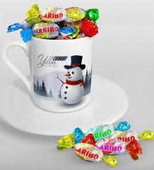 Kişiye Özel Yılbaşı Mutlu Yıllar Türk Kahvesi Fincanı ve Haribo Şeker Hediye Seti-19