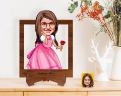 Kişiye Özel Kız Çocuk Prenses Karikatürlü Ahşap Standlı 3D Biblo-2