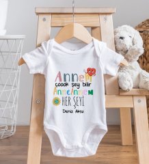 BK Kids İsimli Annem Çok Şeyi Bilir Tasarımlı Bebek Body Zıbın - Model 1