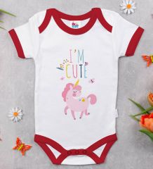 BK Kids I'm Cute Tasarımlı Kırmızı Bebek Body Zıbın-1