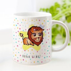 Kişiye Özel Sevimli Aslan Burcu Beyaz Kupa Bardak