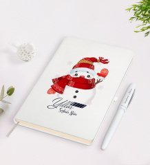 Kişiye Özel Mutlu Yıllar Tasarımlı Beyaz Defter ve Kalem Seti - 4