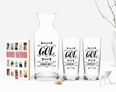 Kişiye Özel Renkli Baskılı Yeşilçam Replikleri Bu Da Mı Gol Değil Tasarımlı İkili Rakı Bardağı Karaf ve Cep Kitabı Hediye Seti-1