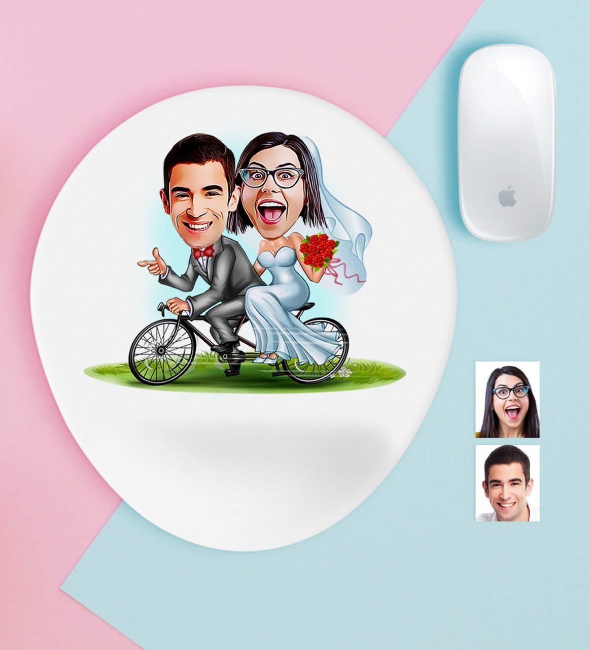 Kişiye Özel Evleniyoruz Karikatürlü Bilek Destekli Mouse Pad-3