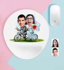 Kişiye Özel Evleniyoruz Karikatürlü Bilek Destekli Mouse Pad-3