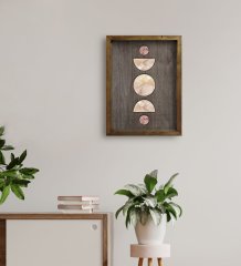 BK Home Ay ve Güneş Tasarımlı Doğal Masif Ahşap Çerçeveli Tablo 45x65cm-2
