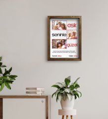 Kişiye Özel Aşk Seninle Güzel Temalı Doğal Masif Ahşap Çerçeveli Tablo 45x65cm-1