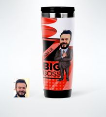 Kişiye Özel Bay Big Boss Karikatürlü Çelik Termos Bardak - 2