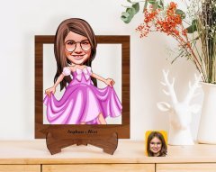 Kişiye Özel Kız Çocuk Prenses Karikatürlü Ahşap Standlı 3D Biblo-1