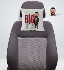 Kişiye Özel Erkek Big Boss Karikatürlü Kare Araç Koltuk Yastığı-4