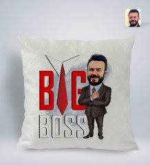 Kişiye Özel Erkek Big Boss Karikatürlü Kare Araç Koltuk Yastığı-4