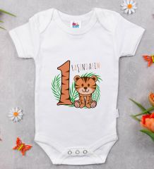BK Kids 1 Yaşındayım Tasarımlı Beyaz Bebek Body Zıbın-2